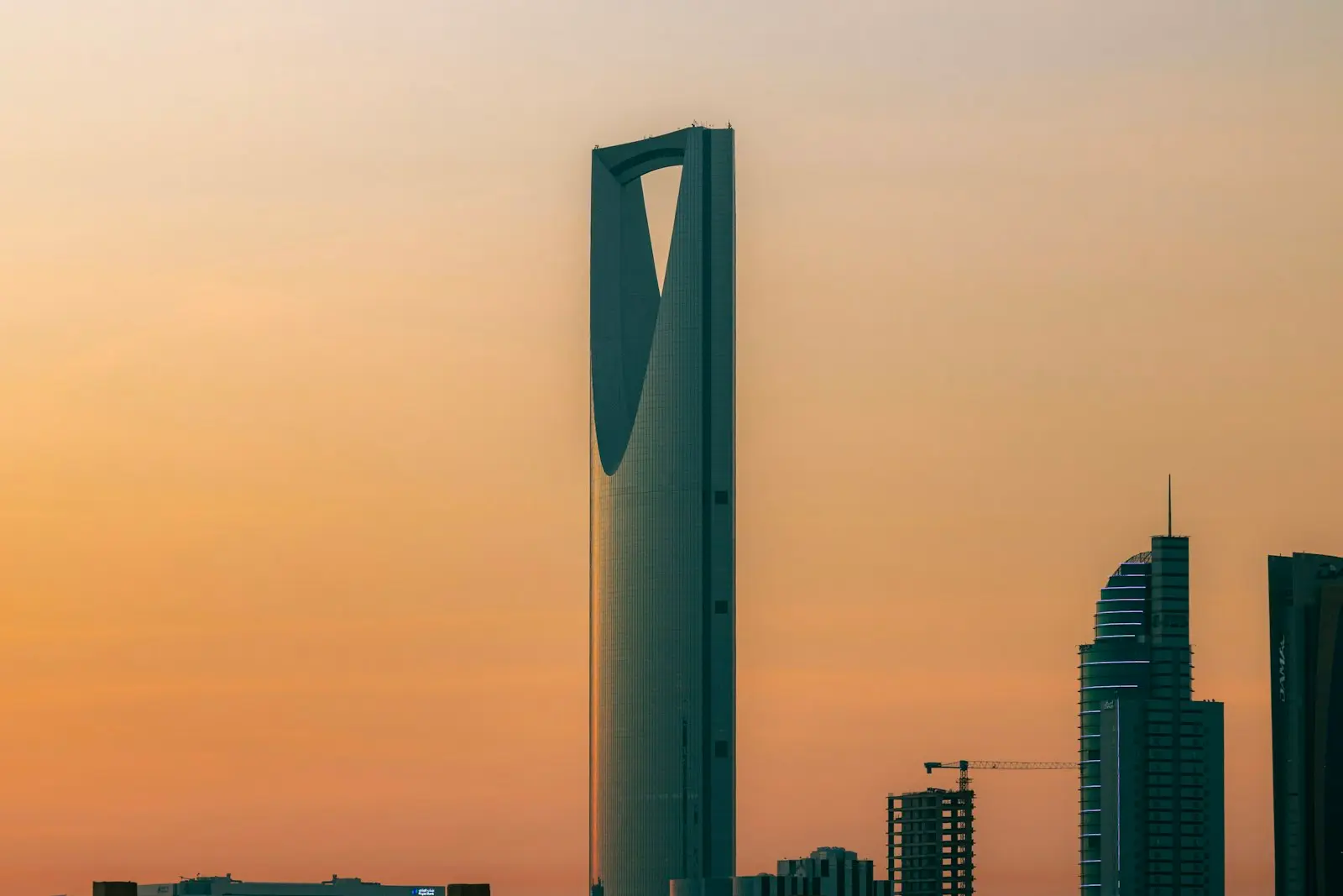 Kingdom Centre in Riyadh at dusk